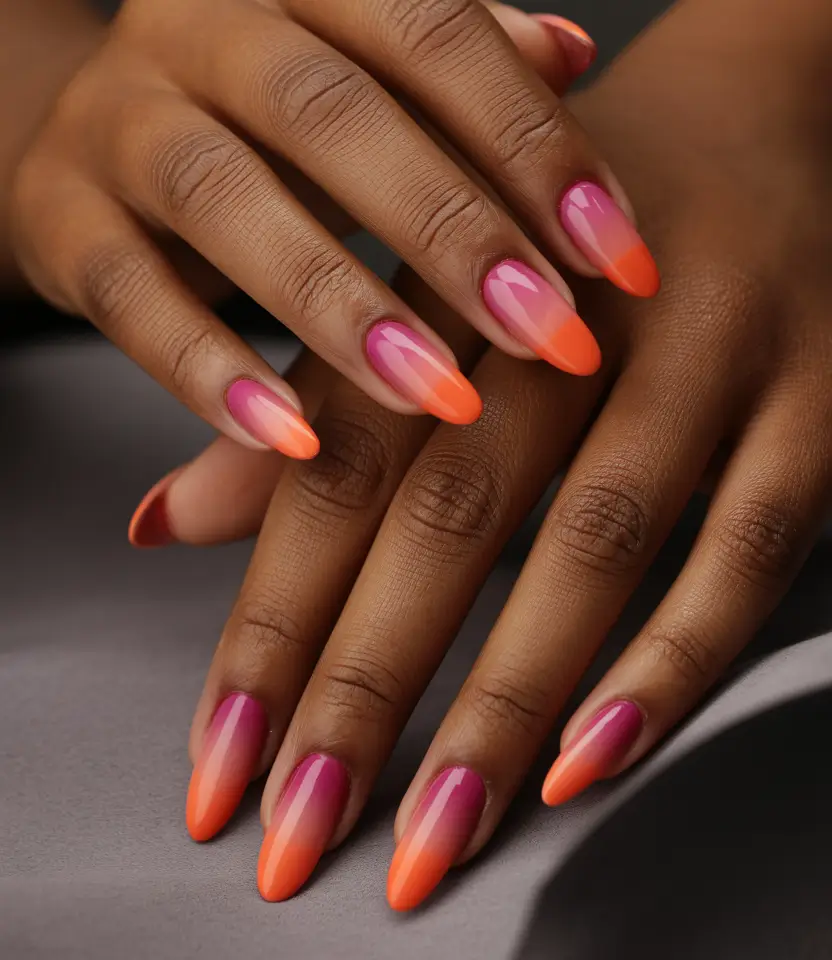 Fall Nail Colors for Brown Skin 2025 – Top Picks Sunset Ombre Glow