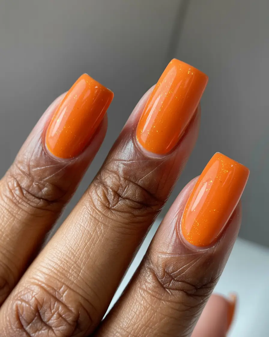 Fall Nail Colors for Brown Skin 2025 – Pumpkin Orange