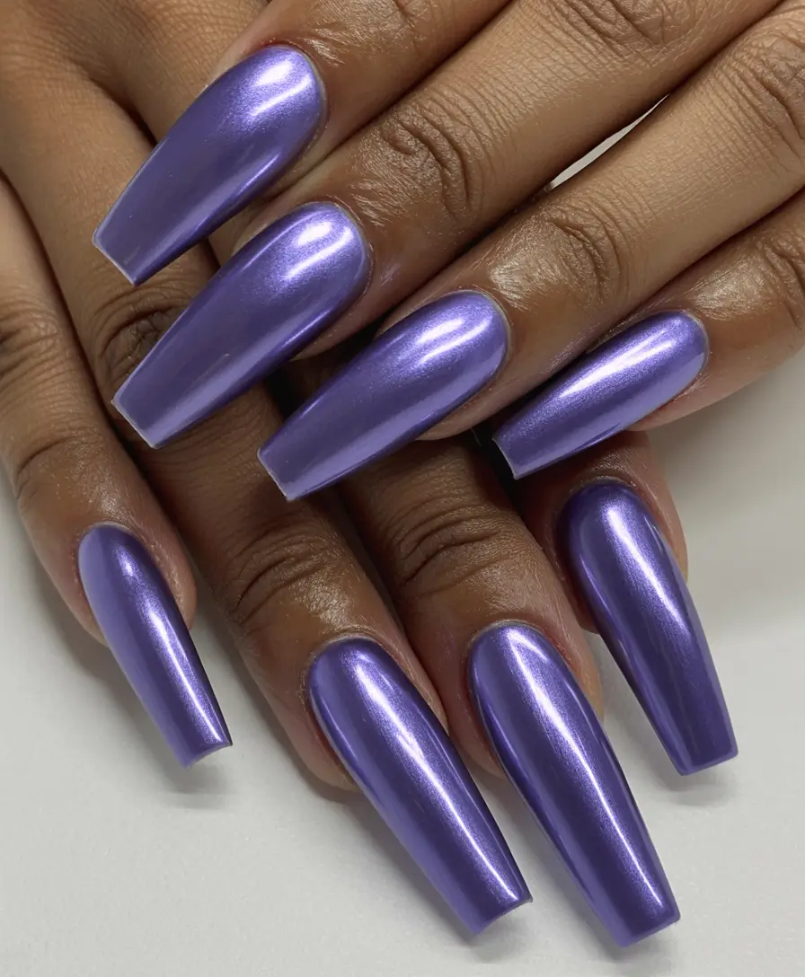 Fall Nail Colors for Brown Skin 2025 – Metallic Purple