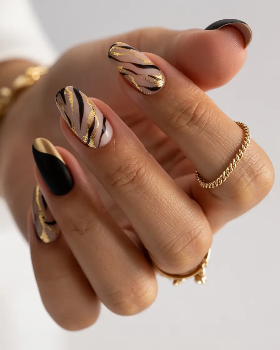 Fall nail colors for dark skin 2025 Golden Animal Luxe