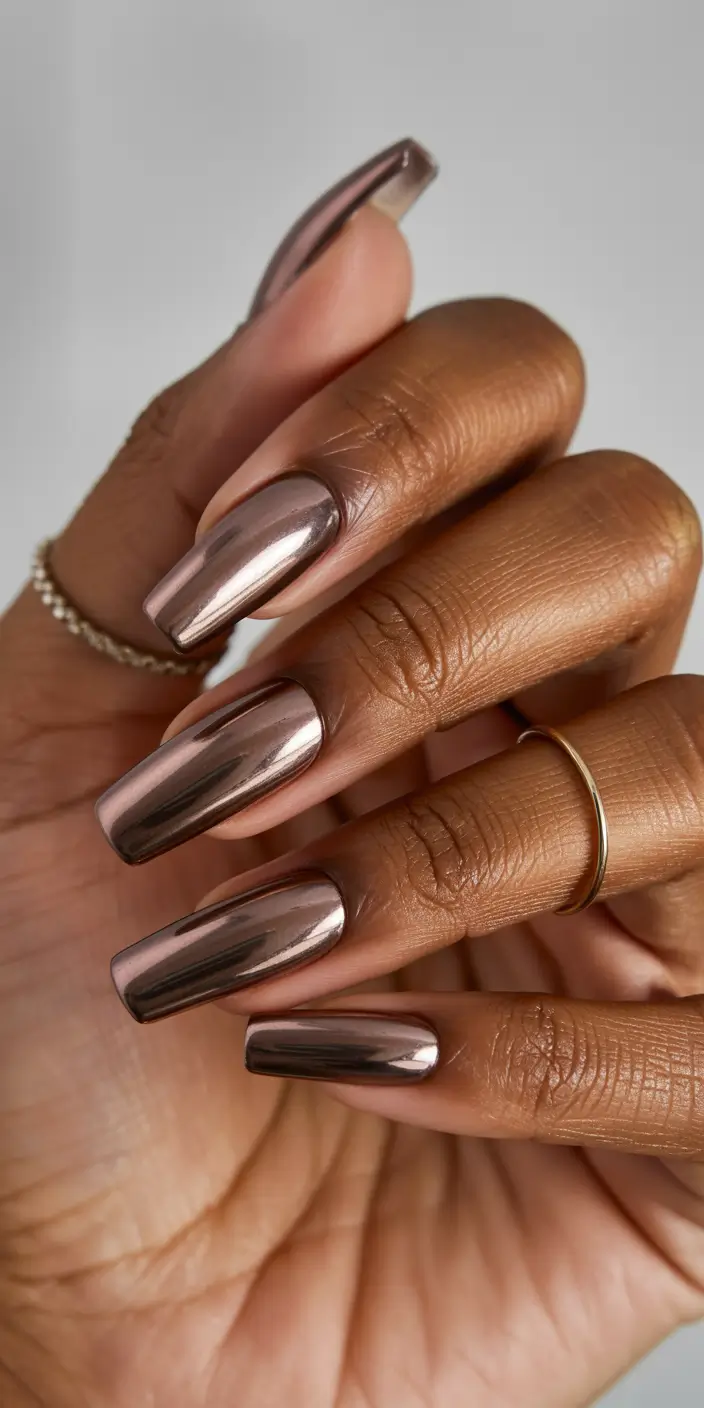 Fall nail colors for dark skin 2025 Molten Metallic Bronze