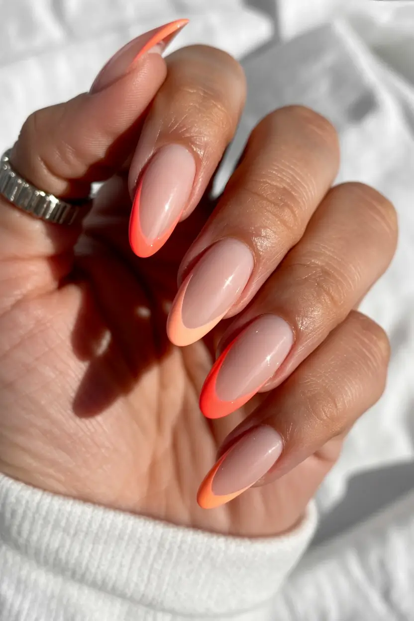 Fall nail colors for fair skin 2025 Fiery Sunset French