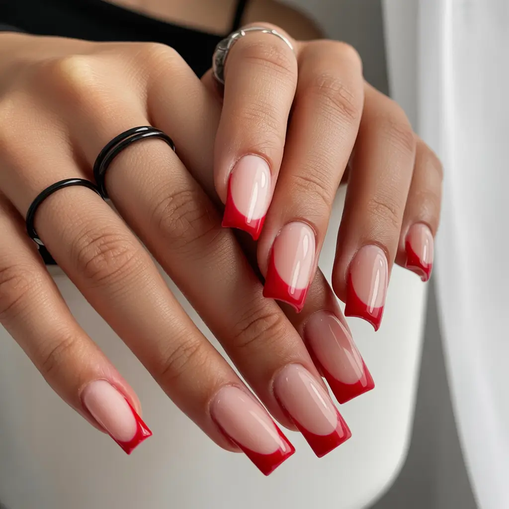 Fall nail colors for fair skin 2025 Candy Apple French