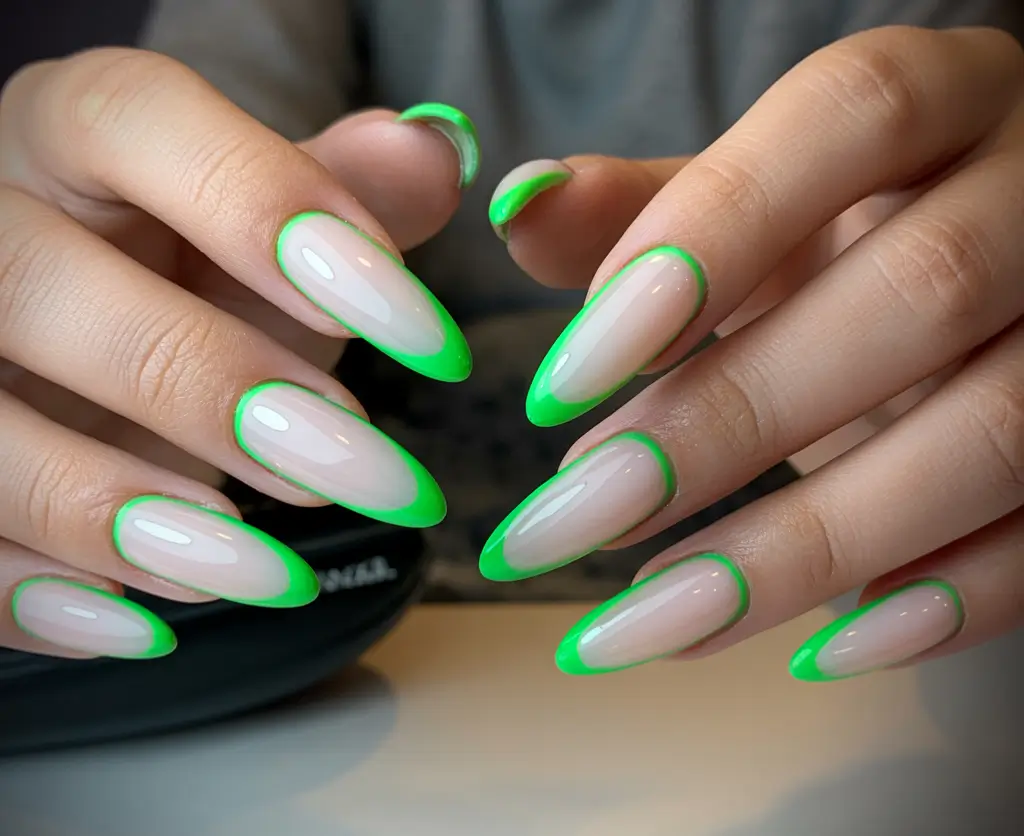 Fall nail colors for fair skin 2025 Neon Moss French