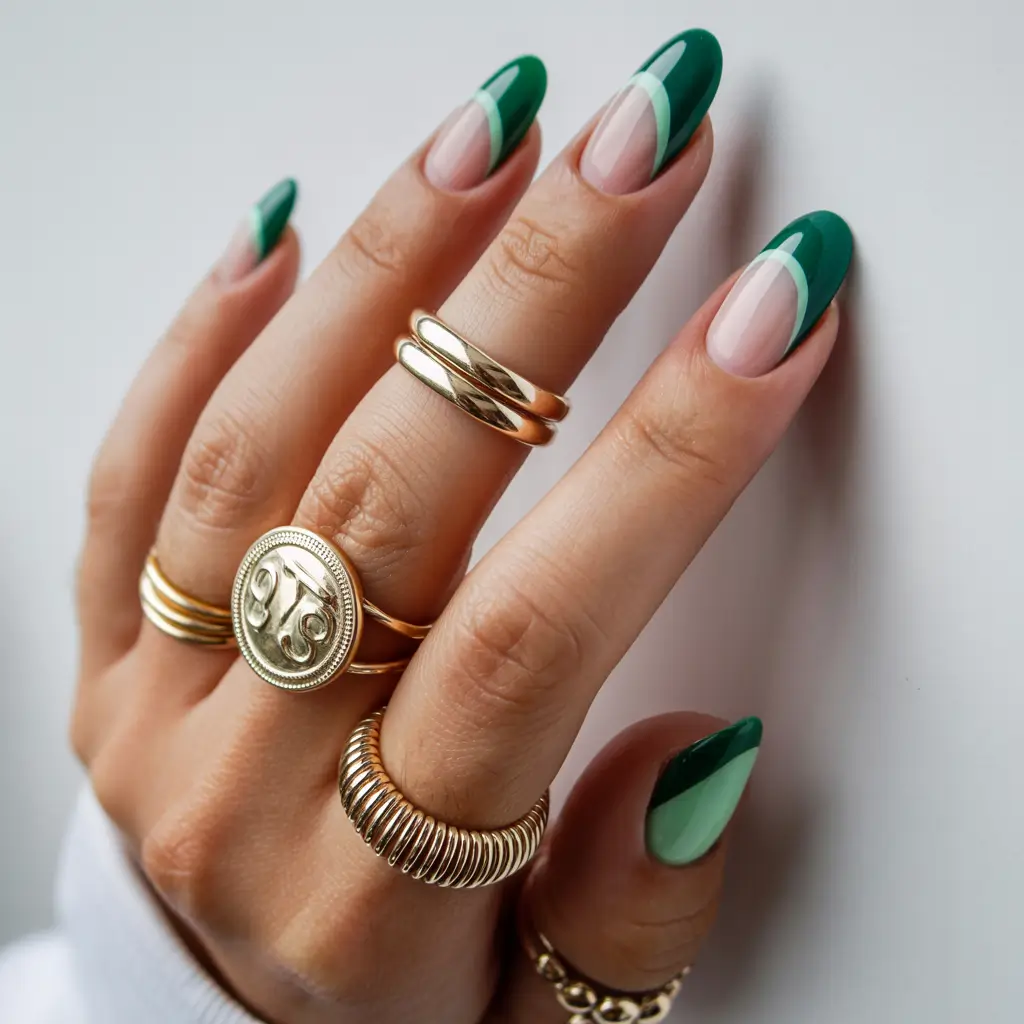 Fall nail colors for fair skin 2025 Emerald Green French Twist