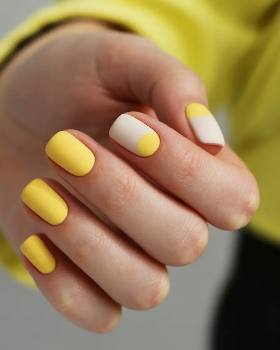 2025 Fall nail colors for fair skin Sunny Yellow Matte Pop