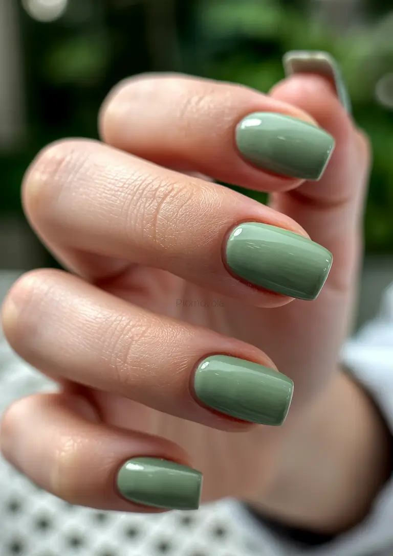 2025 Fall nail colors for fair skin 20 Mossy Sage Elegance