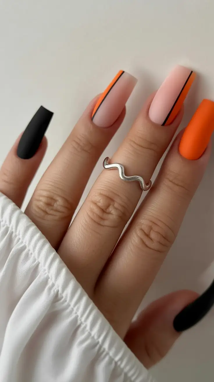 Fall nail colors for fair skin 2025 Matte Halloween Split