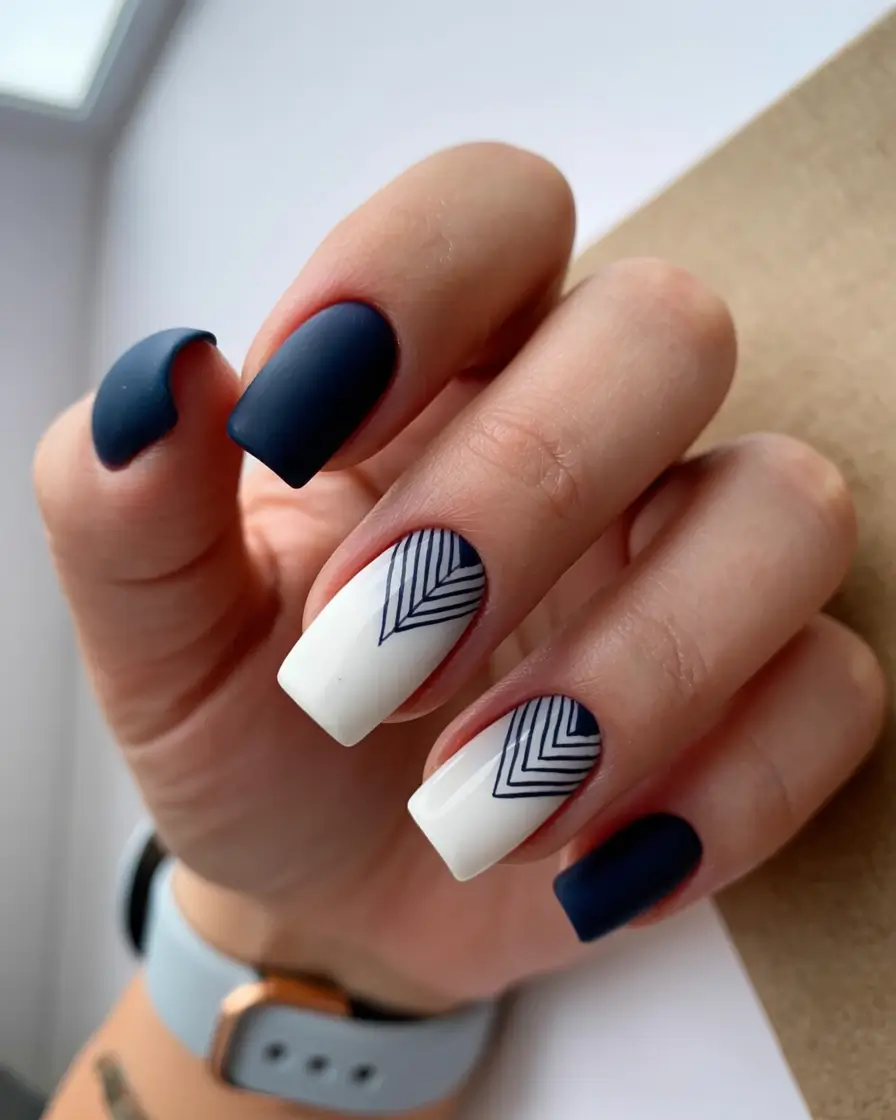 Midnight Geometry Fall Nail Colors for Fair Skin 2025