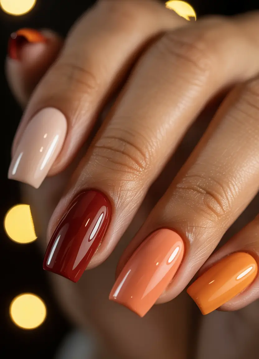 Fall nail colors for medium skin 2025 Autumn Gradient Ombre