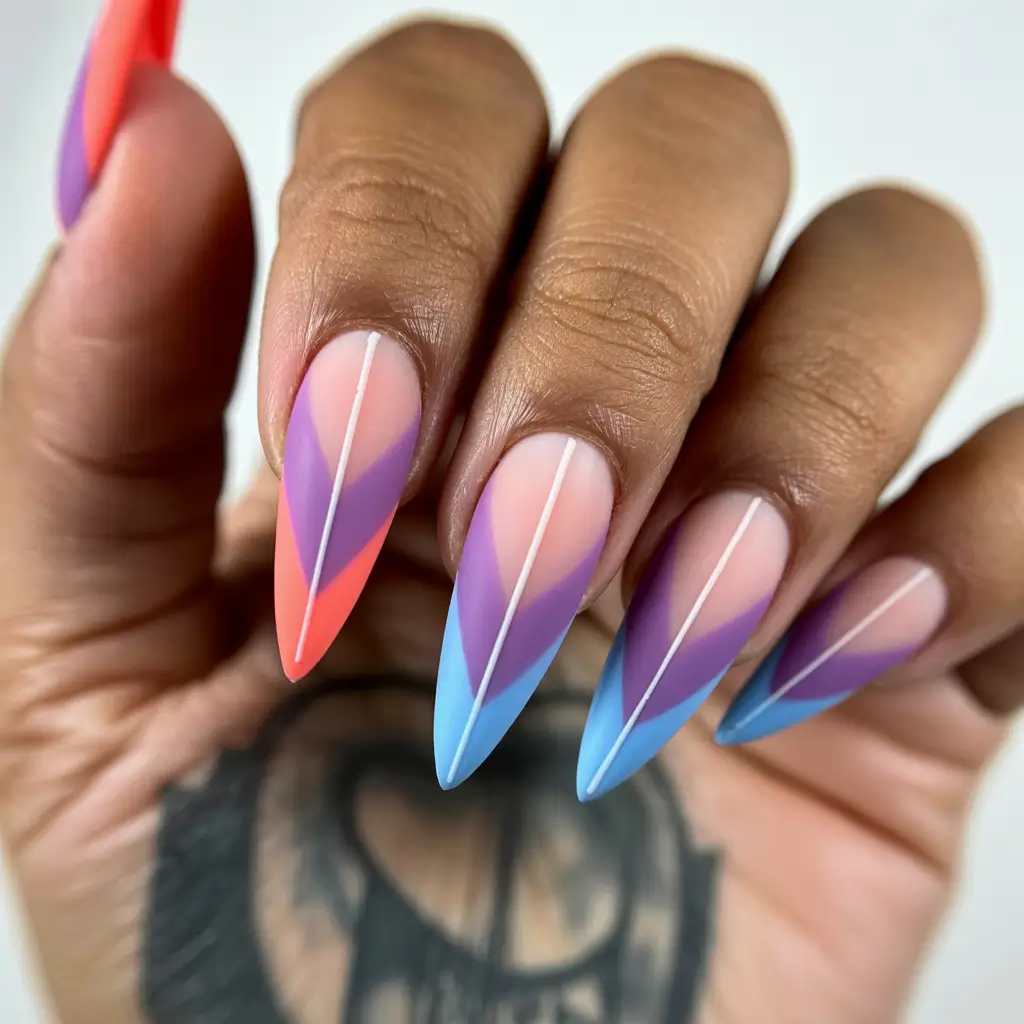 Fall nail colors for medium skin 2025 Colorful Gradient Coffin Energy