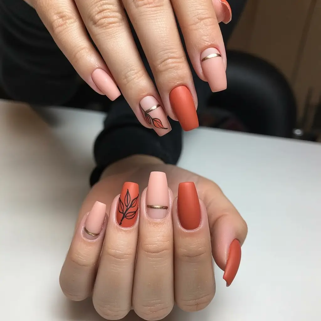 Autumn Square Acrylic with Leaf Detail