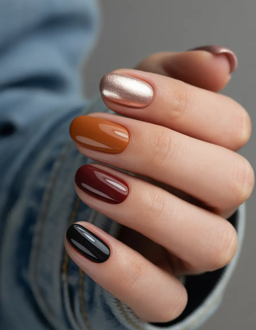 Fall Nail Design Ideas 2025 Warm Neutrals and Molten Copper