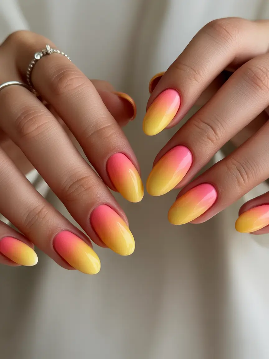 Fall Nail Design Ideas 2025 Sunset Ombre Glow
