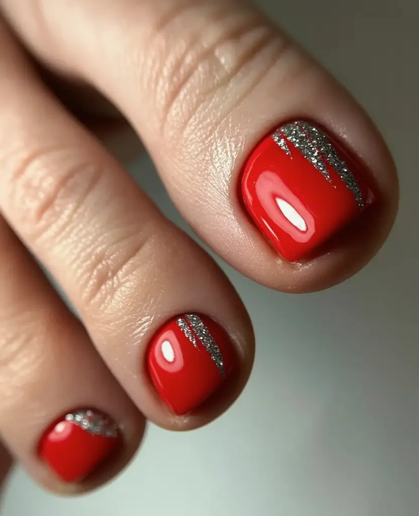 Fall Toe Nail Looks for September 2025 Scarlet shimmer sweep