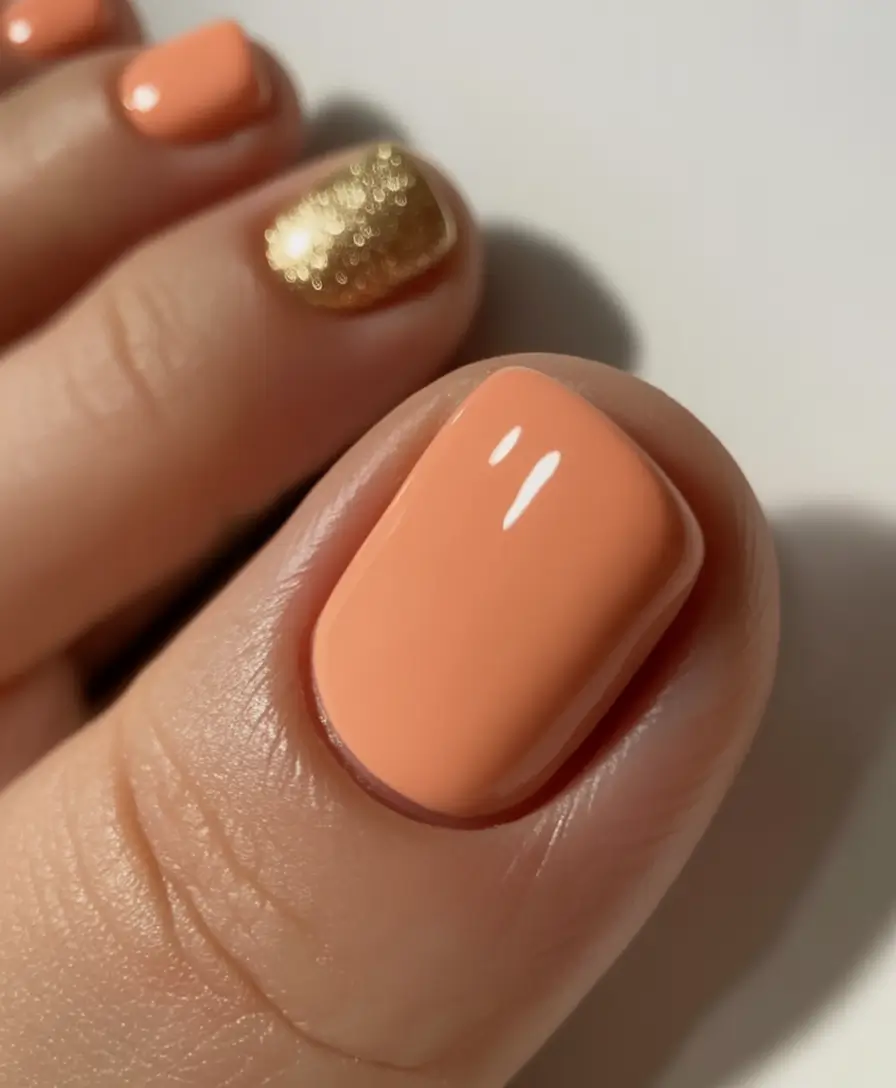 Fall Toe Nail Looks for September 2025 Golden pumpkin glow