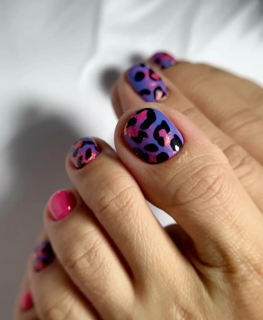 Fall Toe Nail Looks for September 2025 Bold leopard print with electric accents