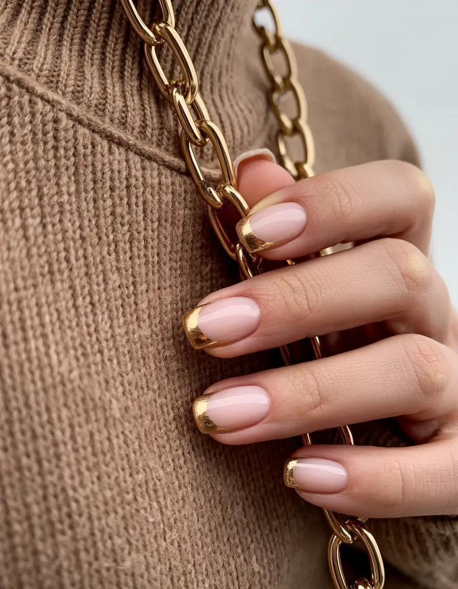 Gold Fall Nails 2025 Ideas Minimalist Gold French Tips