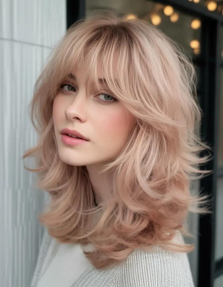 Hair Color Trends for September 2025 Pastel Rose Layered Shag