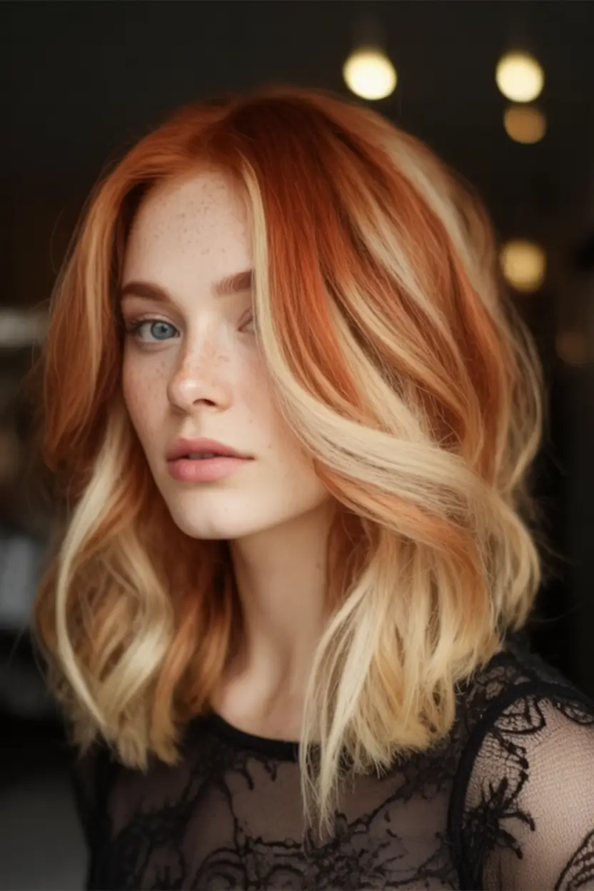 Hair Color Trends for September 2025 Fiery Copper Blonde Blend
