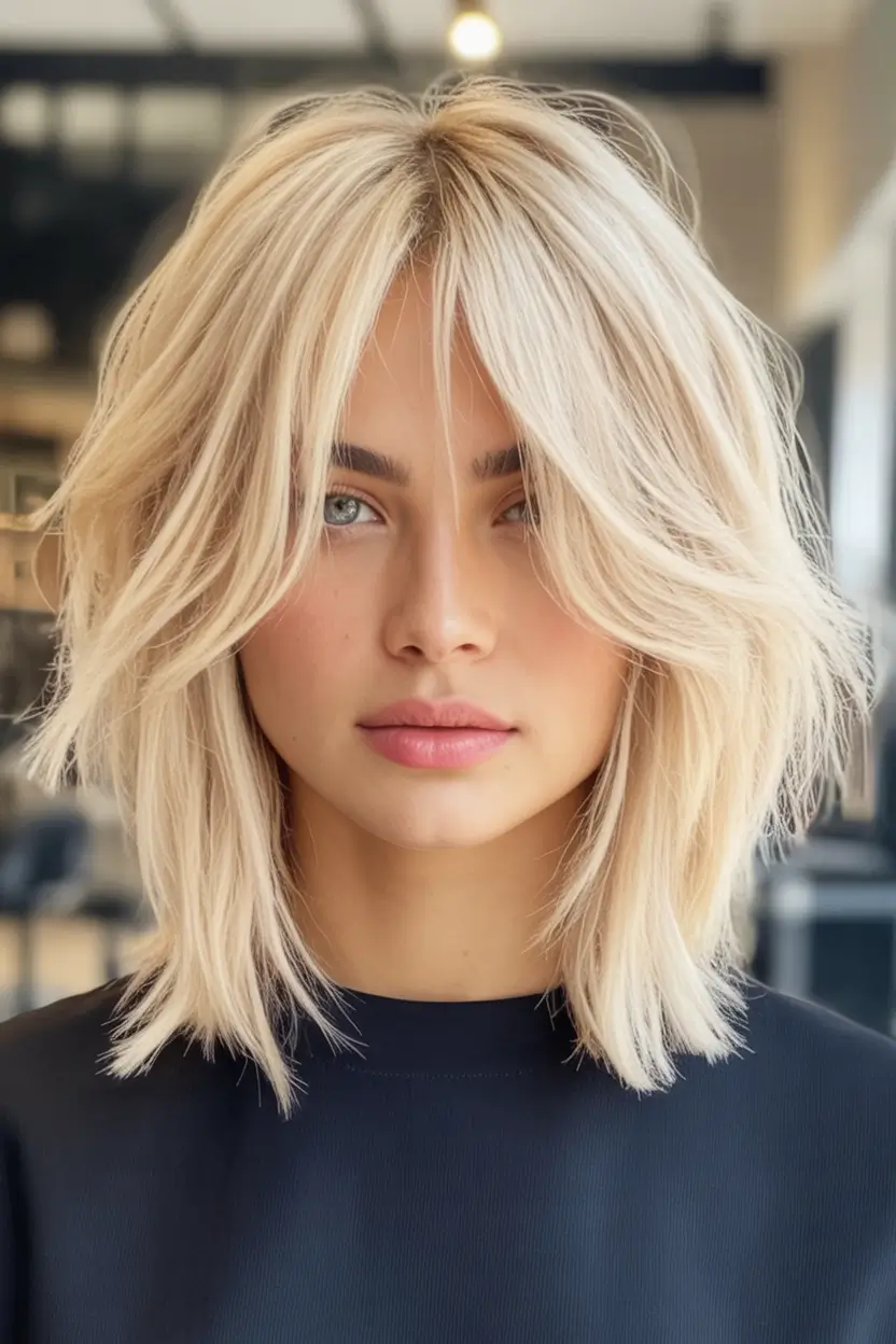 Hair Color Trends for September 2025 Platinum Blonde with Feathered Layers