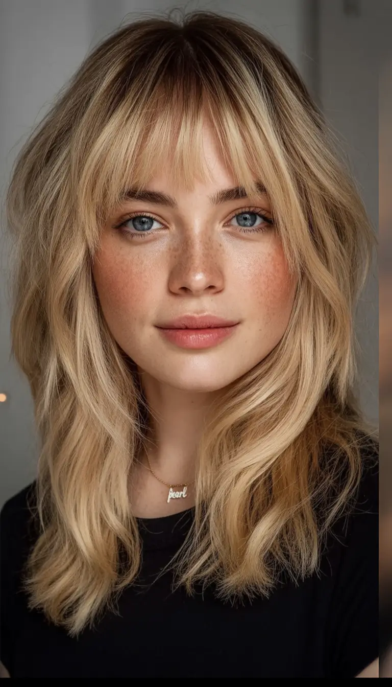 Hair Color Trends for September 2025 Soft Blonde Shag with Fringe
