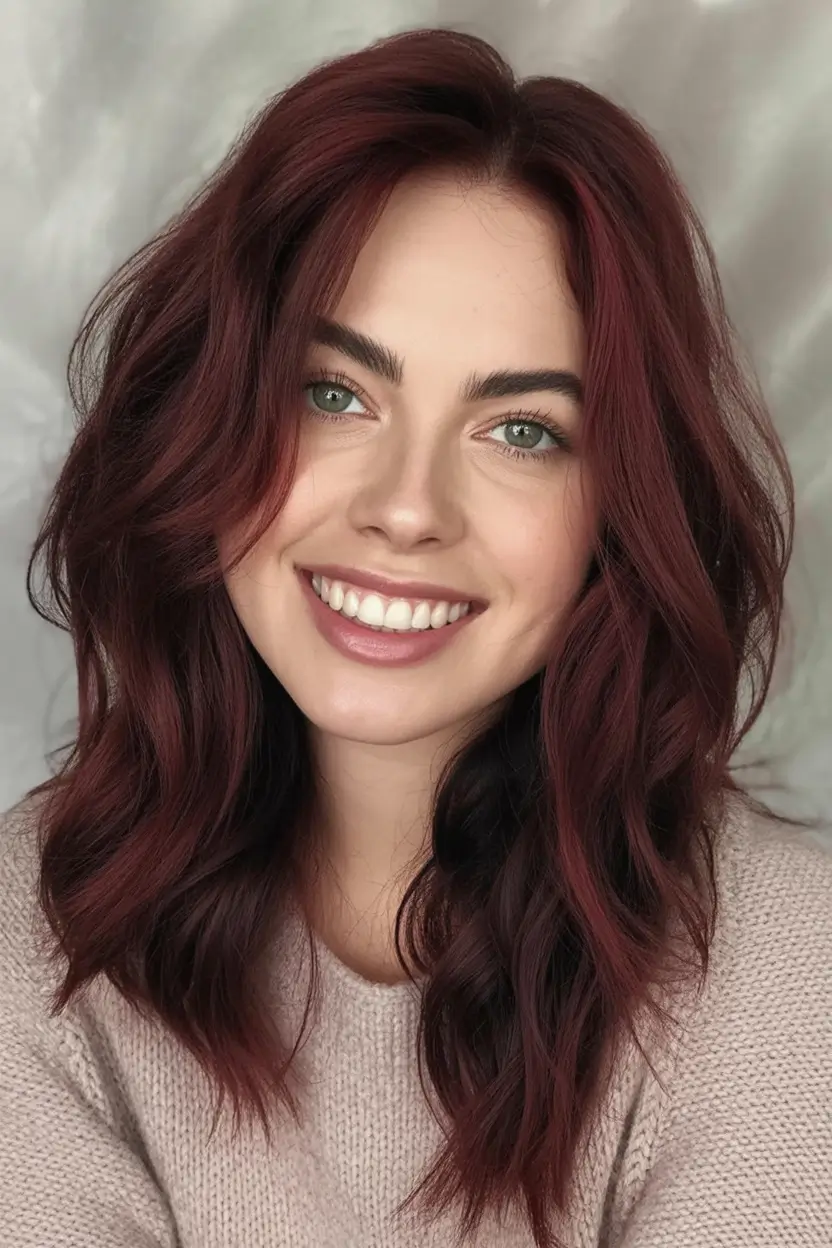 Hair Color Trends for September 2025 Velvety Burgundy Waves
