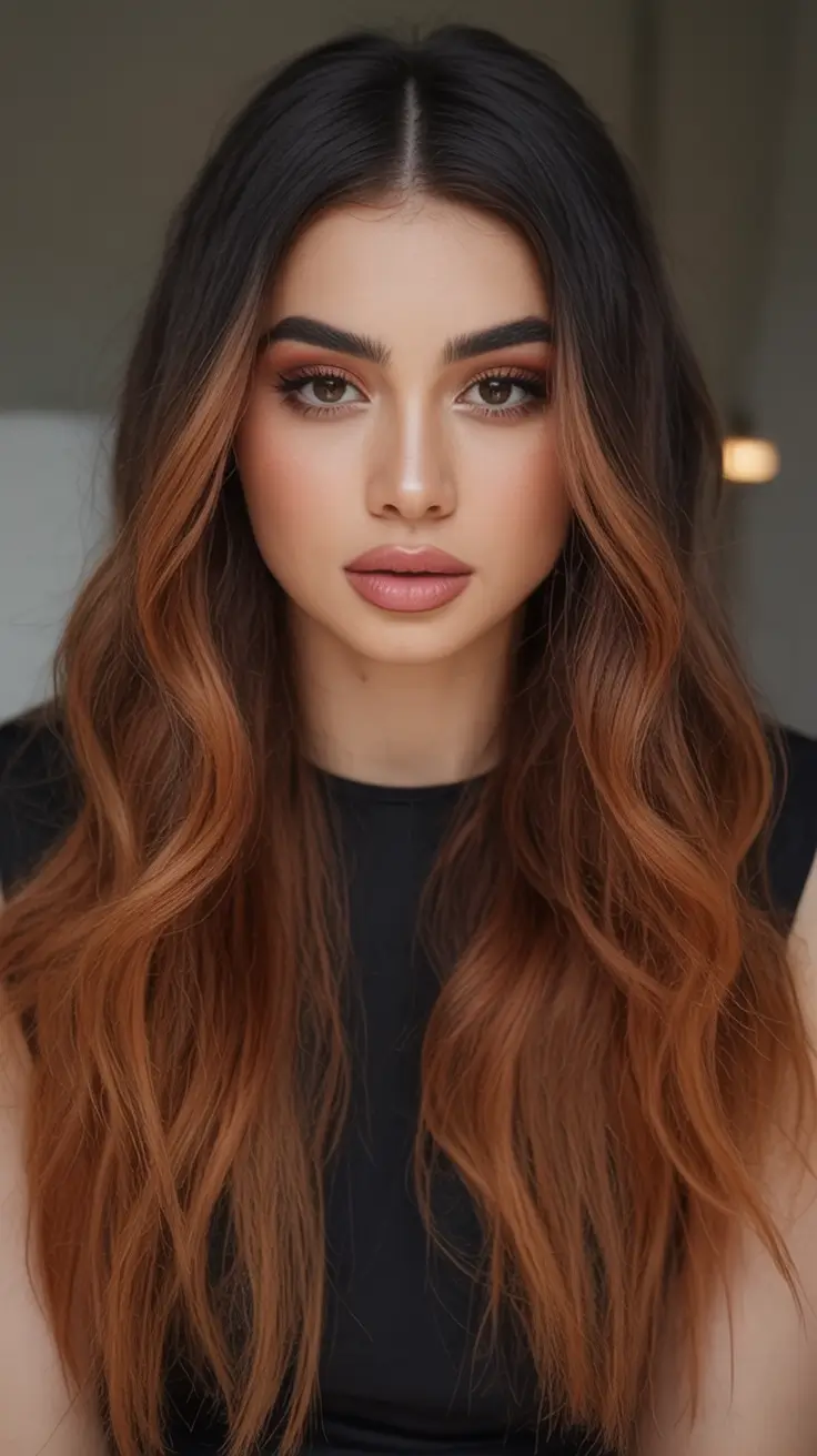 Hair Color Trends for September 2025 Chocolate to Copper Ombre Waves