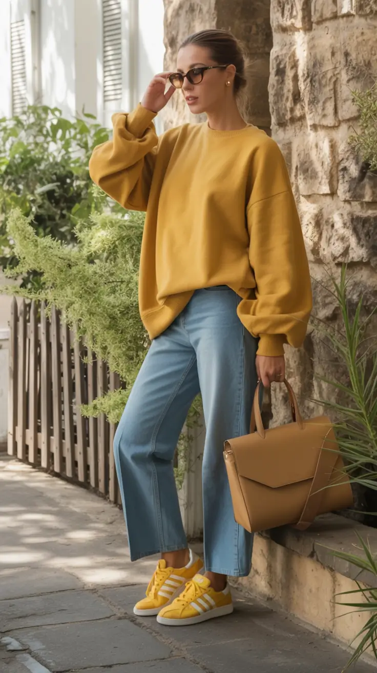 How to Style Jeans This Fall – 2025 outfits Ideas Golden Hour Comfort in Mustard and Denim