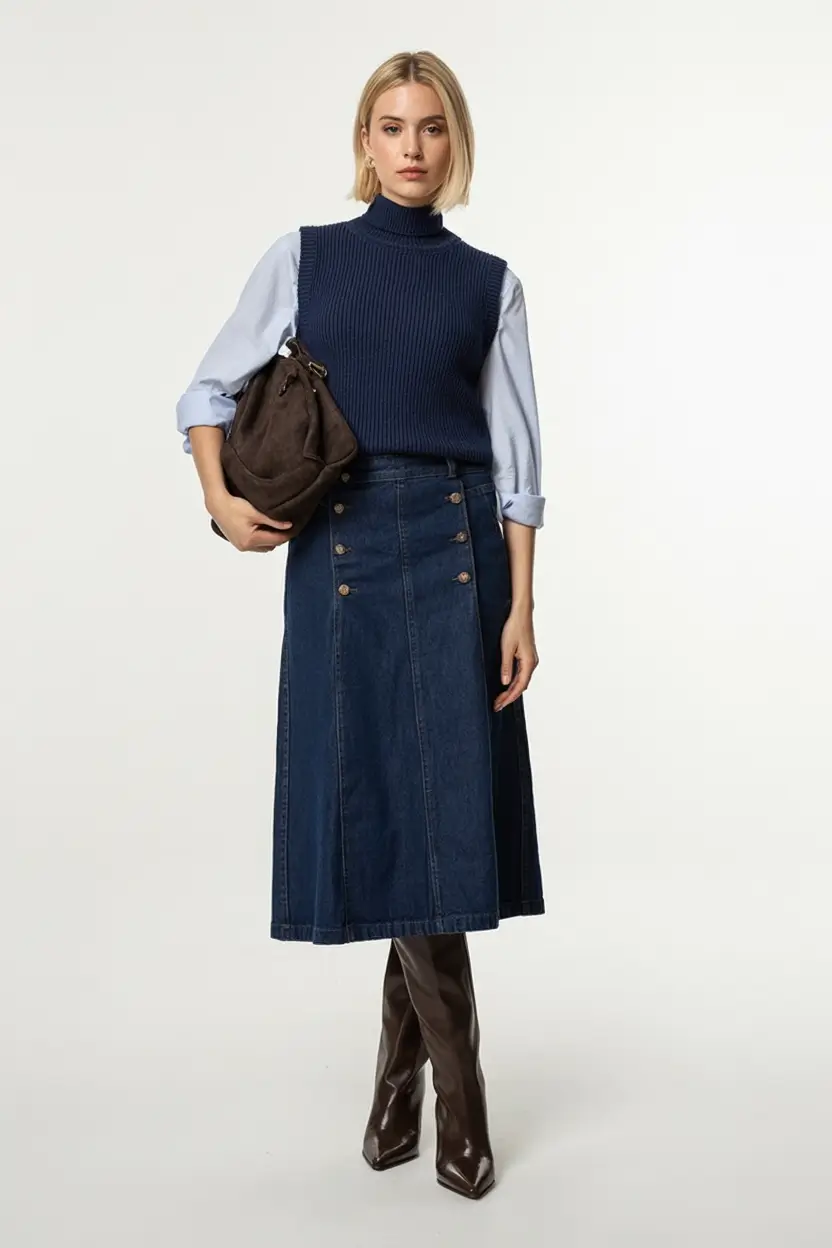 How to Style Jeans This Fall – 2025 outfits Ideas Navy and Denim Elegance