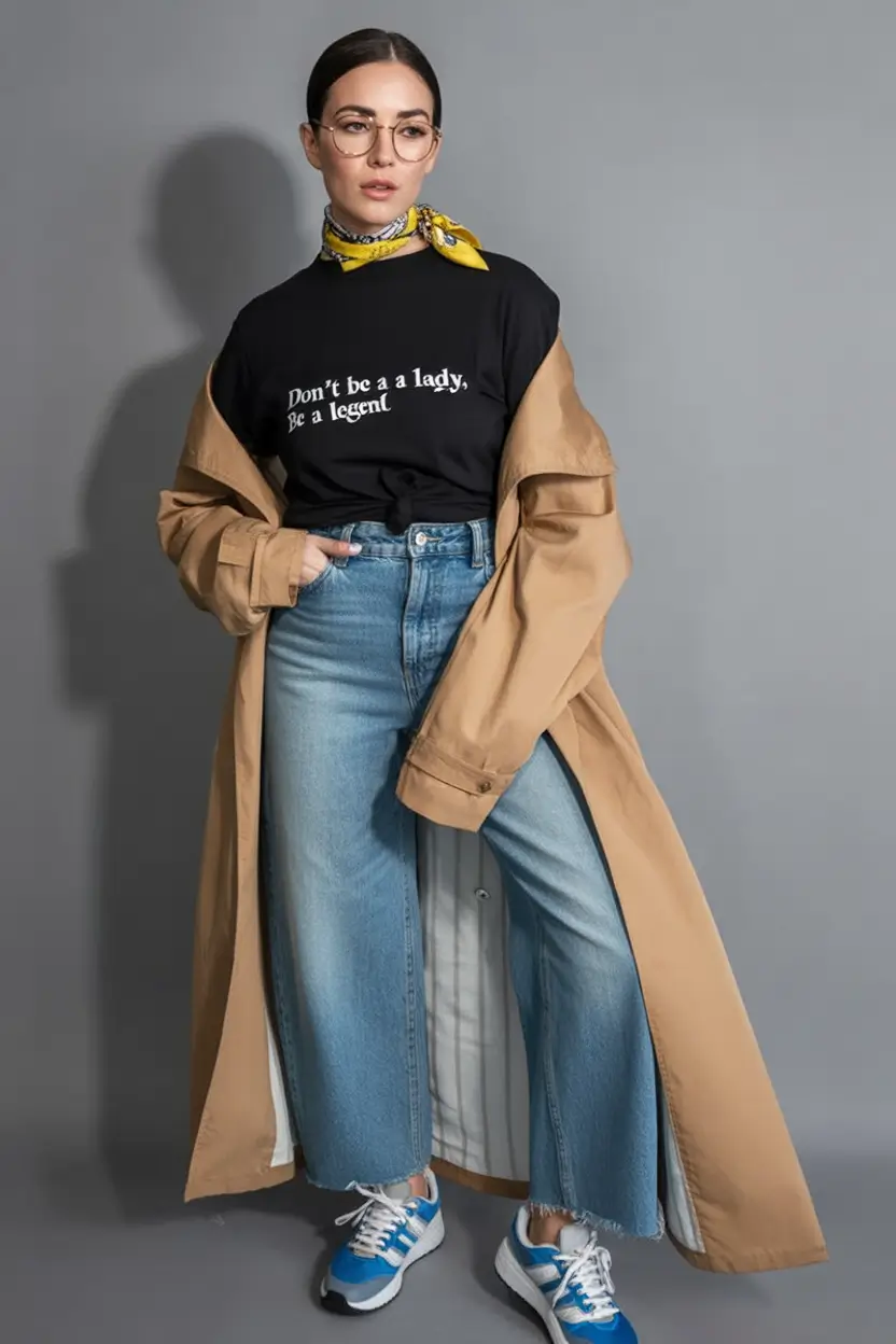 How to Style Jeans This Fall – 2025 outfits Ideas Statement Tee and Longline Coat