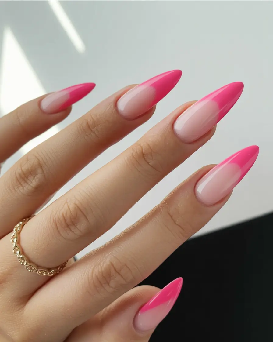 long fall nails trends 2025 Hot Pink Fade