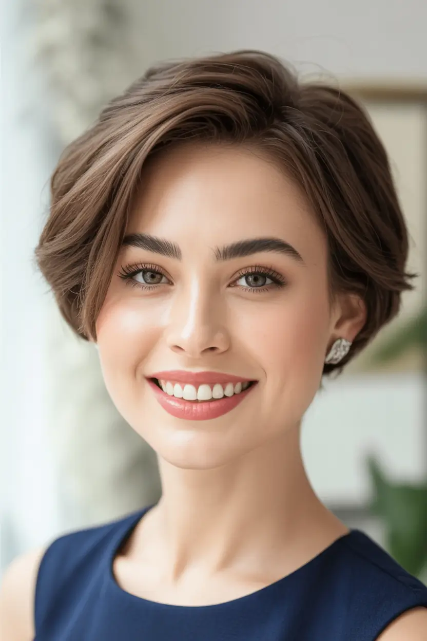 Must-Try Short Haircuts for Fall 2025 Sculpted Side-Swept Short Crop