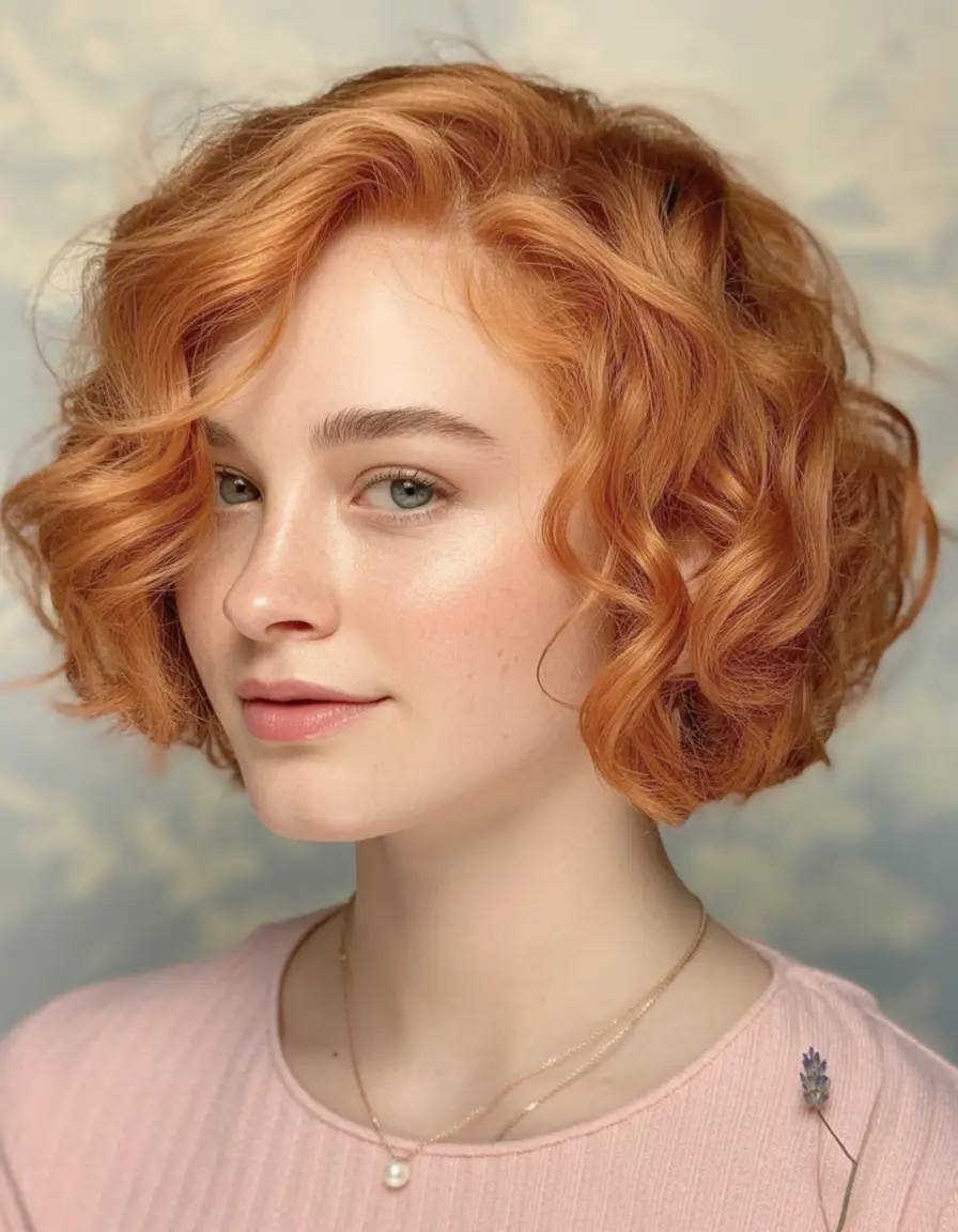 Must-Try Short Haircuts for Fall 2025 Voluminous Curly Bob in Warm Copper