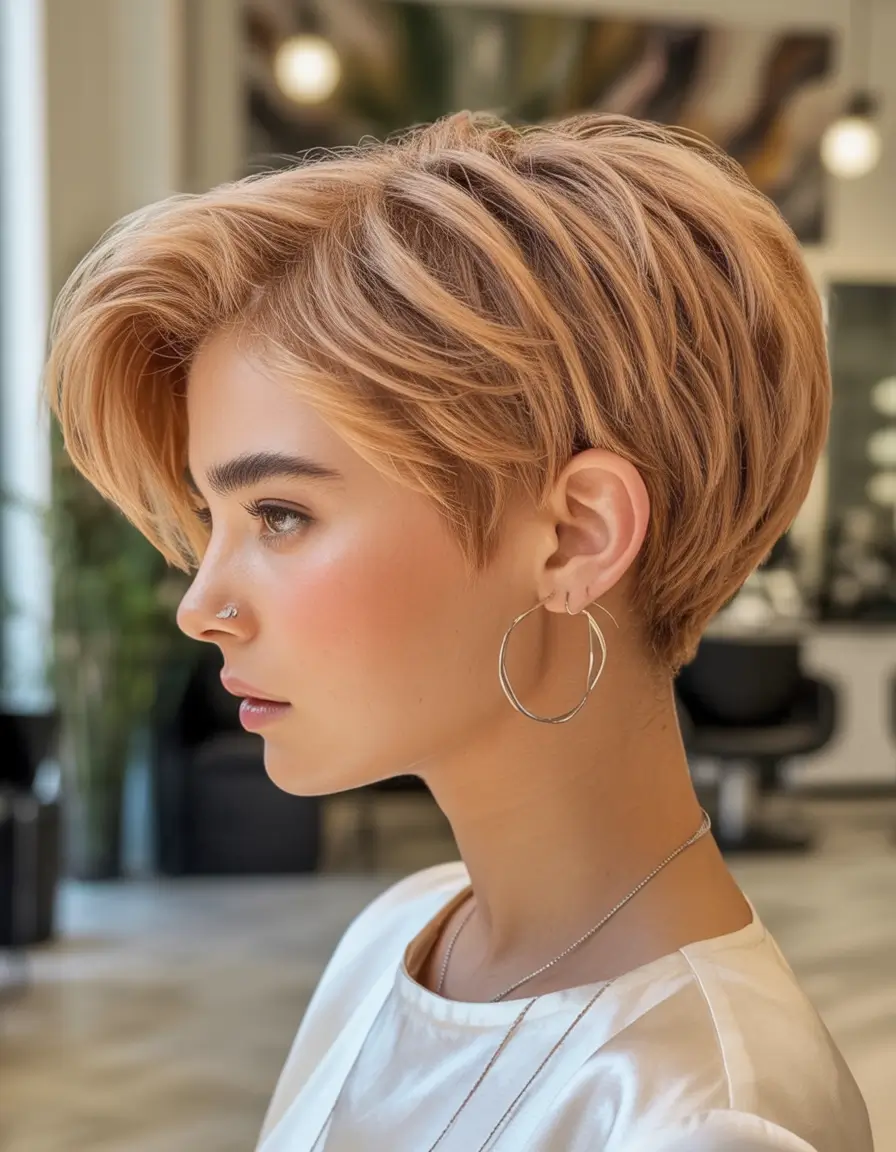 Must-Try Short Haircuts for Fall 2025 Chic Mushroom Blonde Pixie with Side Volume