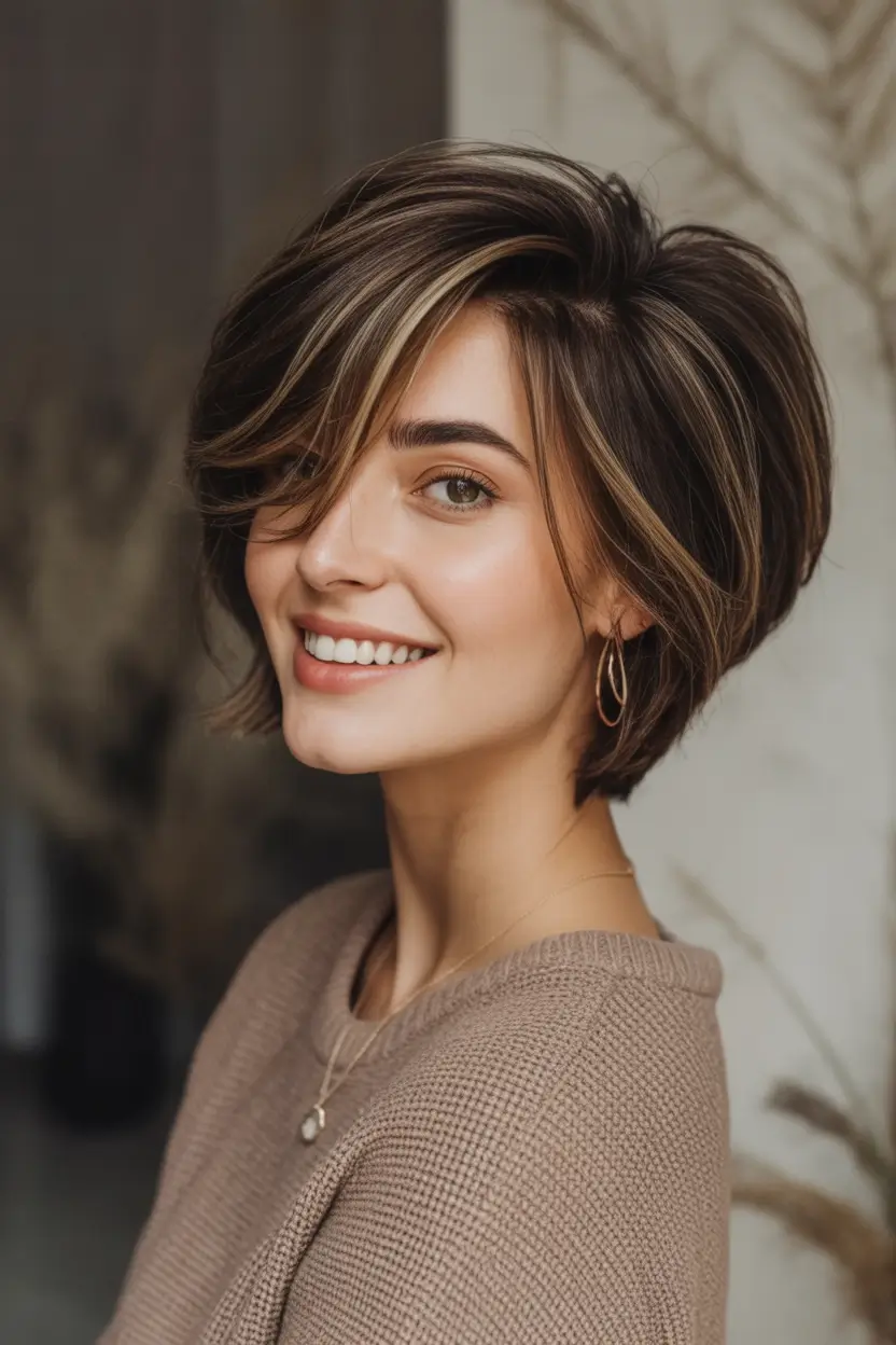 Must-Try Short Haircuts for Fall 2025 Feathered Bob with Face-Framing Highlights