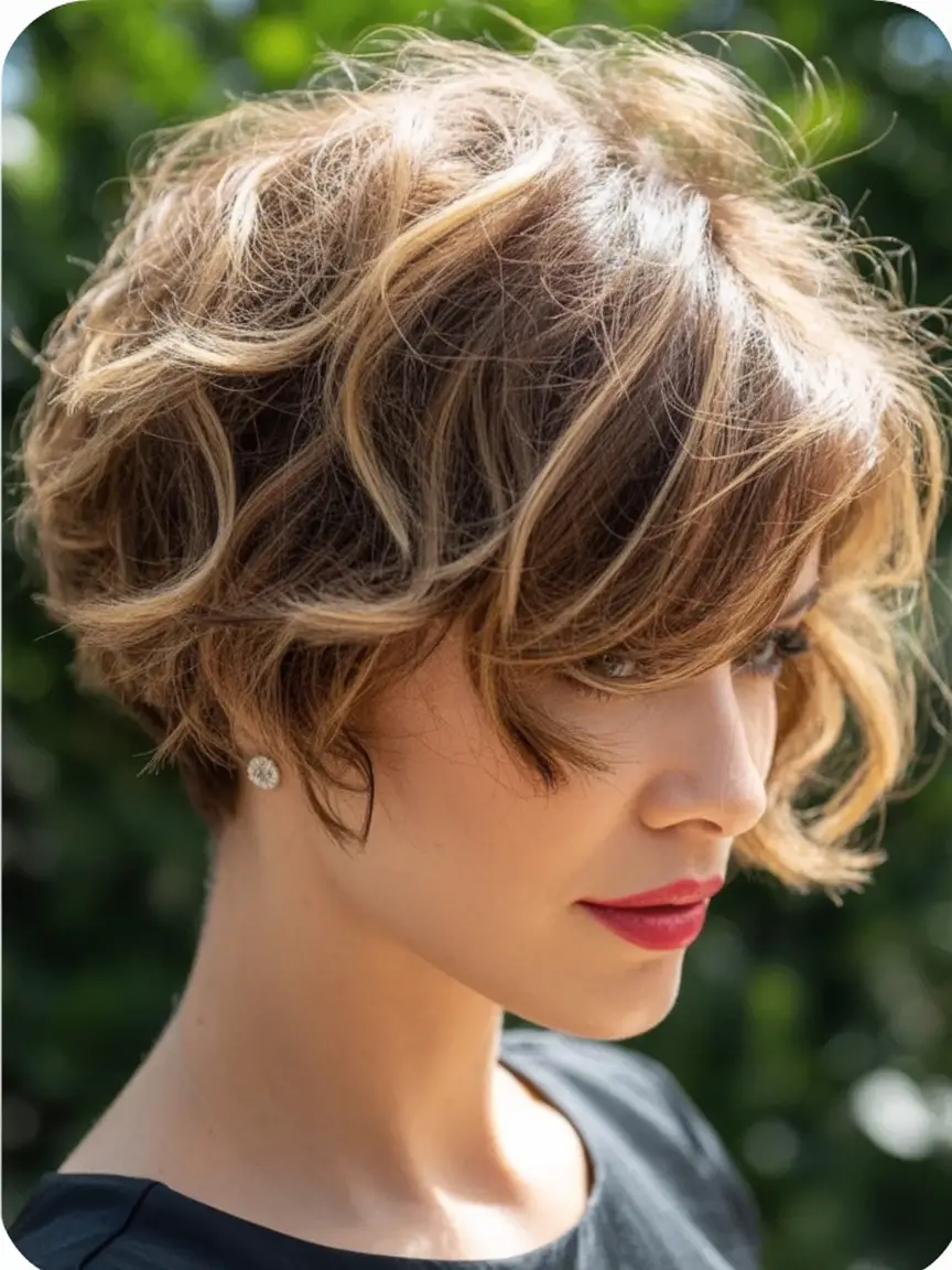 Must-Try Short Haircuts for Fall 2025 Golden Caramel Tousled Bob with Lifted Layers