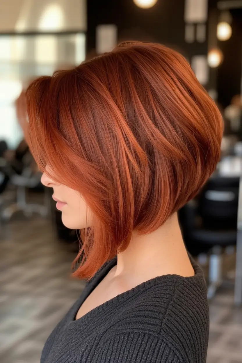 Must-Try Short Haircuts for Fall 2025 Sleek Asymmetrical Copper Lob