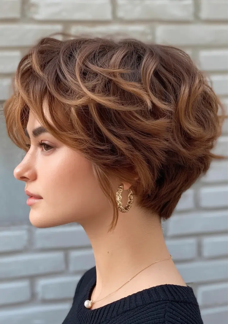 Must-Try Short Haircuts for Fall 2025 Textured Brunette Wolfcut with Volume Crown