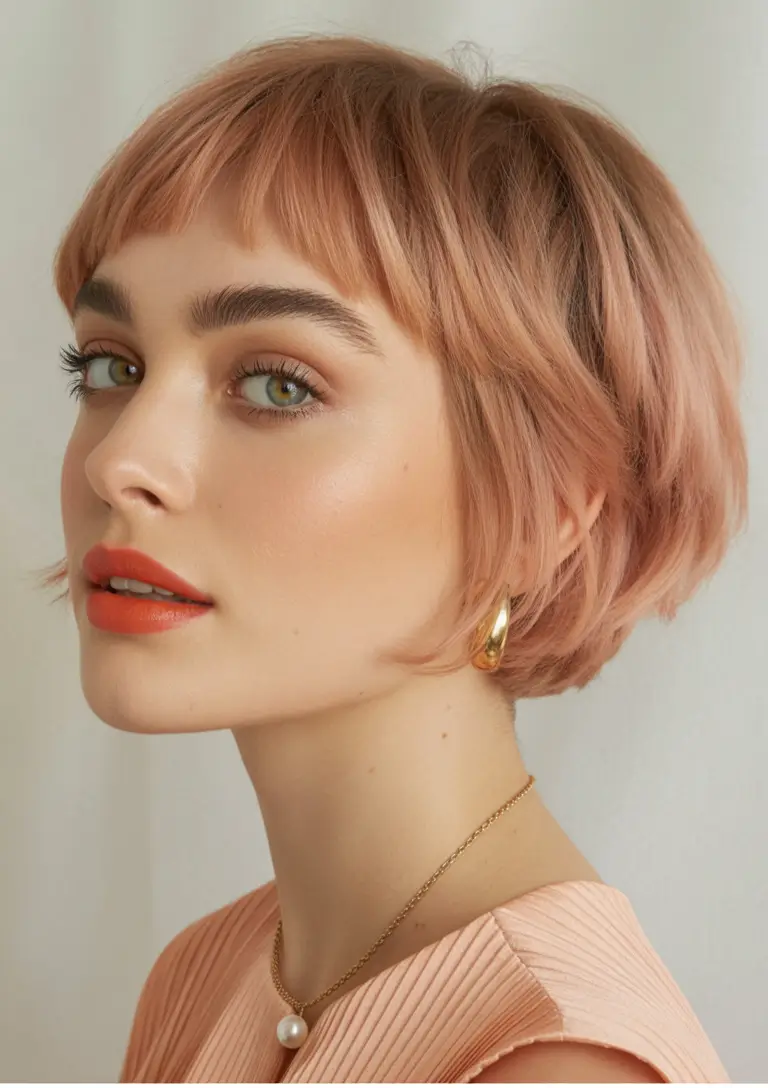 Must-Try Short Haircuts for Fall 2025 Blush Pixie Bob with Baby Bangs