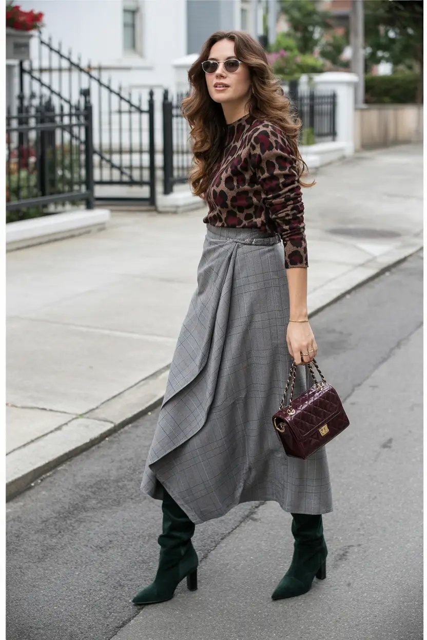 new fall fashion clothes 2025 Leopard Meets Grey Sophistication