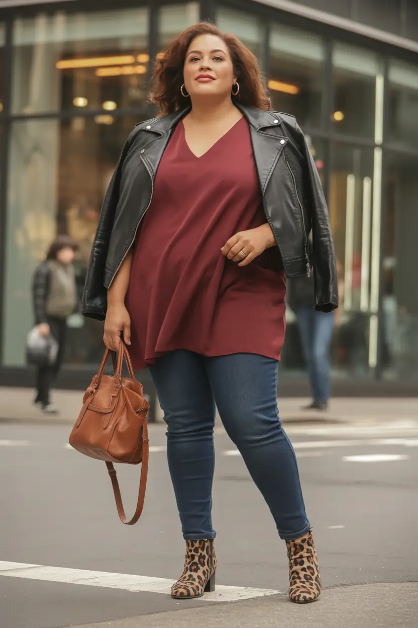 new fall fashion clothes 2025 Edgy Chic in Leather and Burgundy