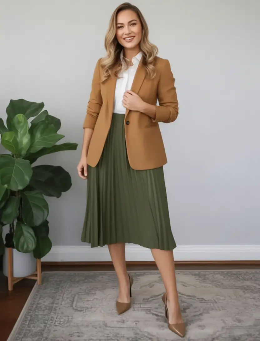Office-ready fall outfits ideas for work in 2025 Autumn Mustard Meets Olive Elegance