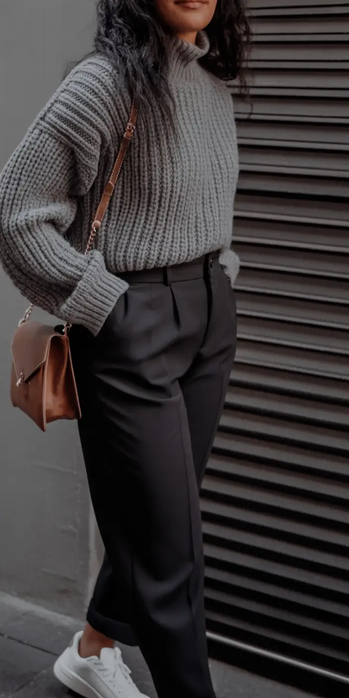 Office-ready fall outfits ideas for work in 2025 Street-Ready Knit and Pleats