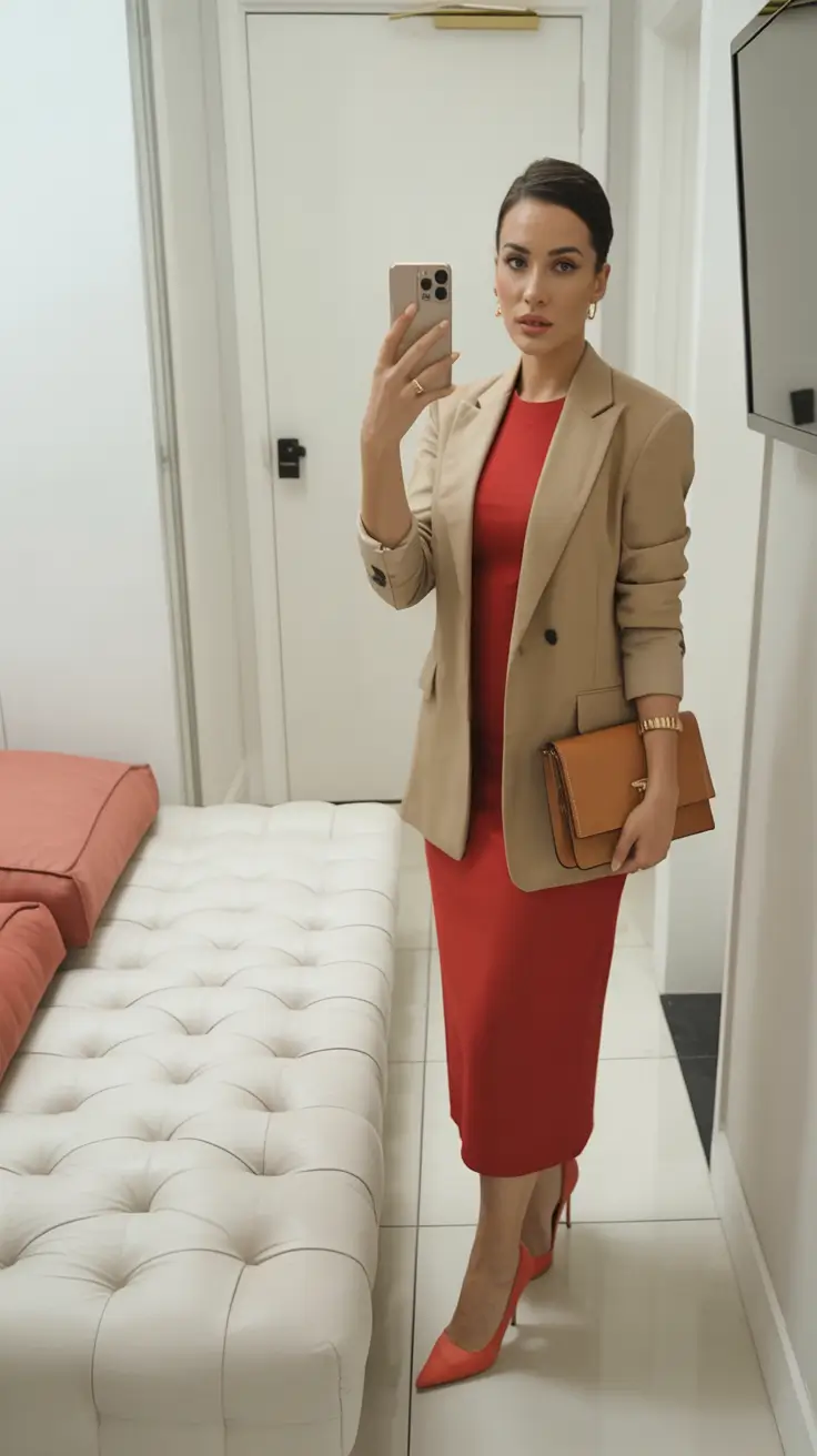 Office-ready fall outfits ideas for work in 2025 Classic Red with a Camel Finish
