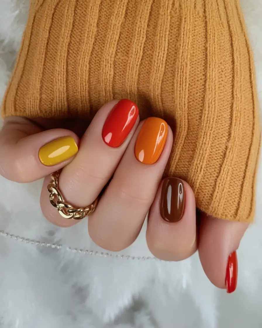 September 2025 Nail Colors Shades Autumn Color Block