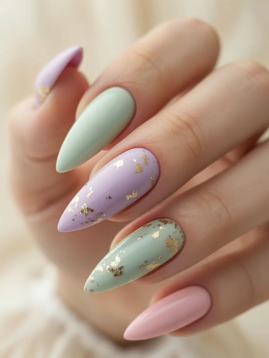 September 2025 Nail Colors Shades Pastel Luxe with Gold Foil