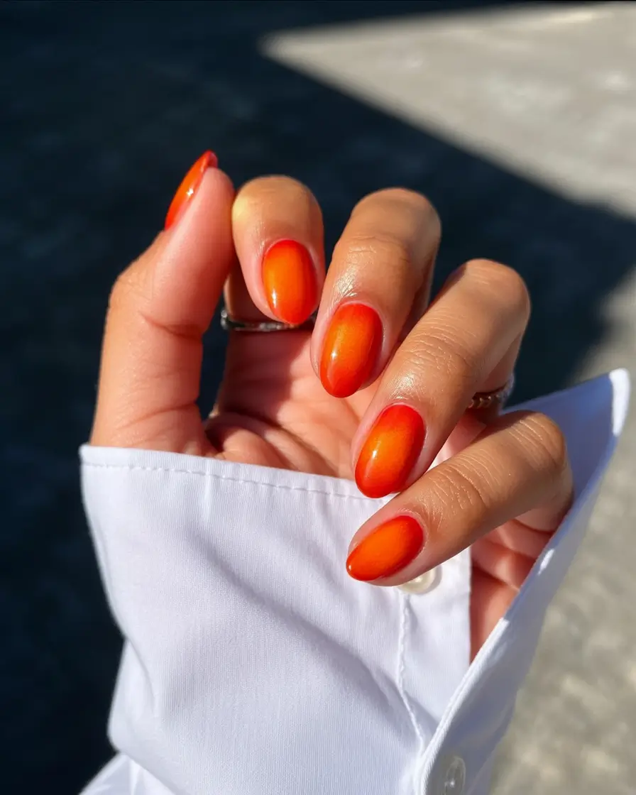September 2025 Nail Colors Shades Sunset Orange Glow