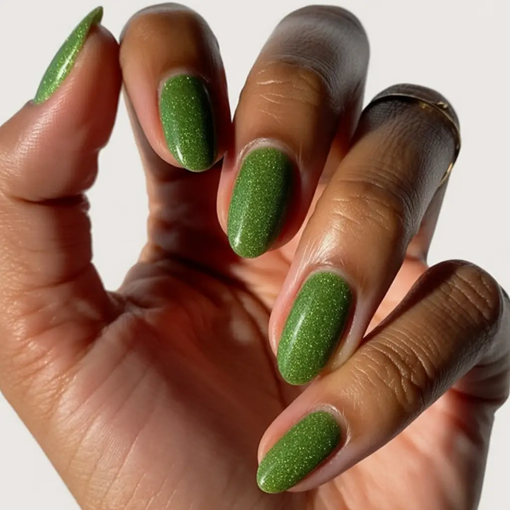 September 2025 Nail Colors Shades Evergreen Sparkle