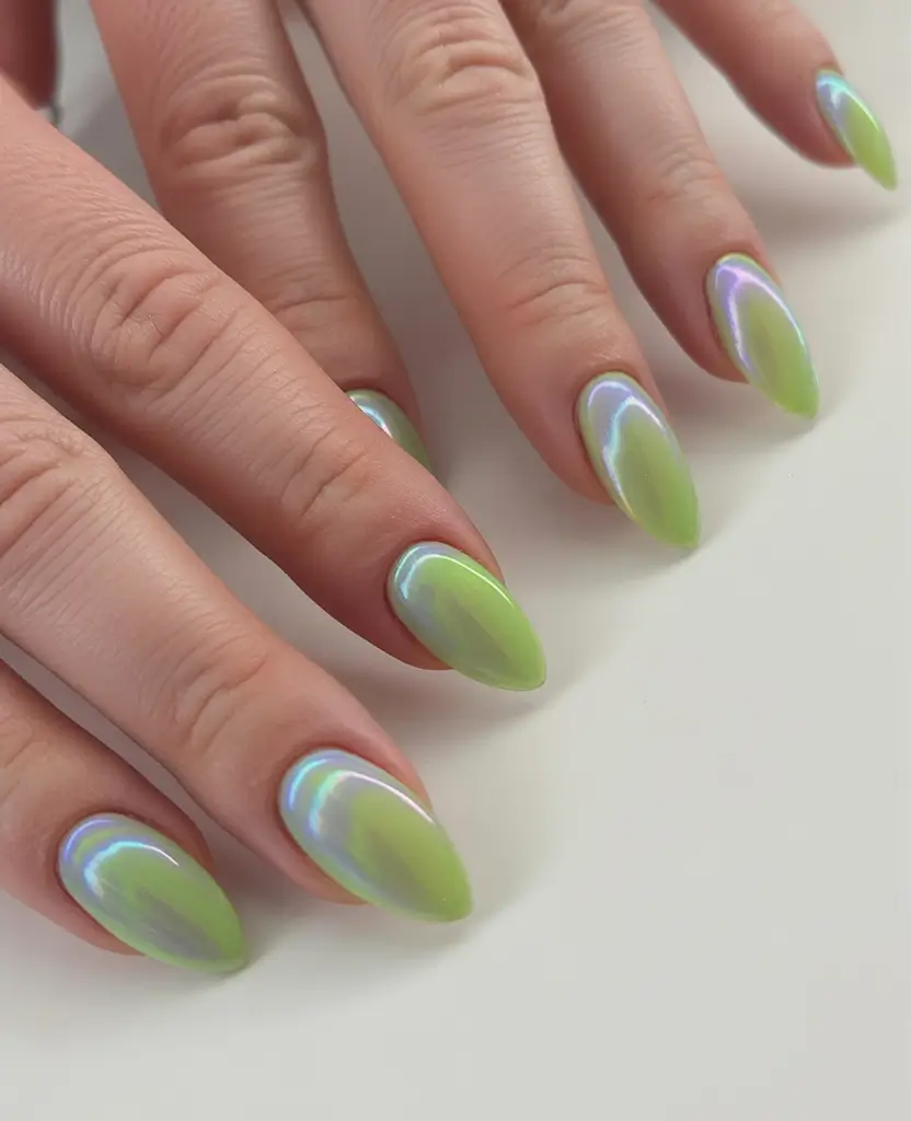 September 2025 Nail Colors Shades Pearlescent Lime Illusion